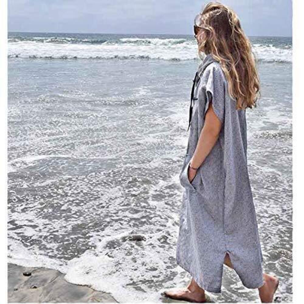 Surf Poncho - 100 Cotton Adult Hooded Changing Towel | Grey - Picture 8 of 8